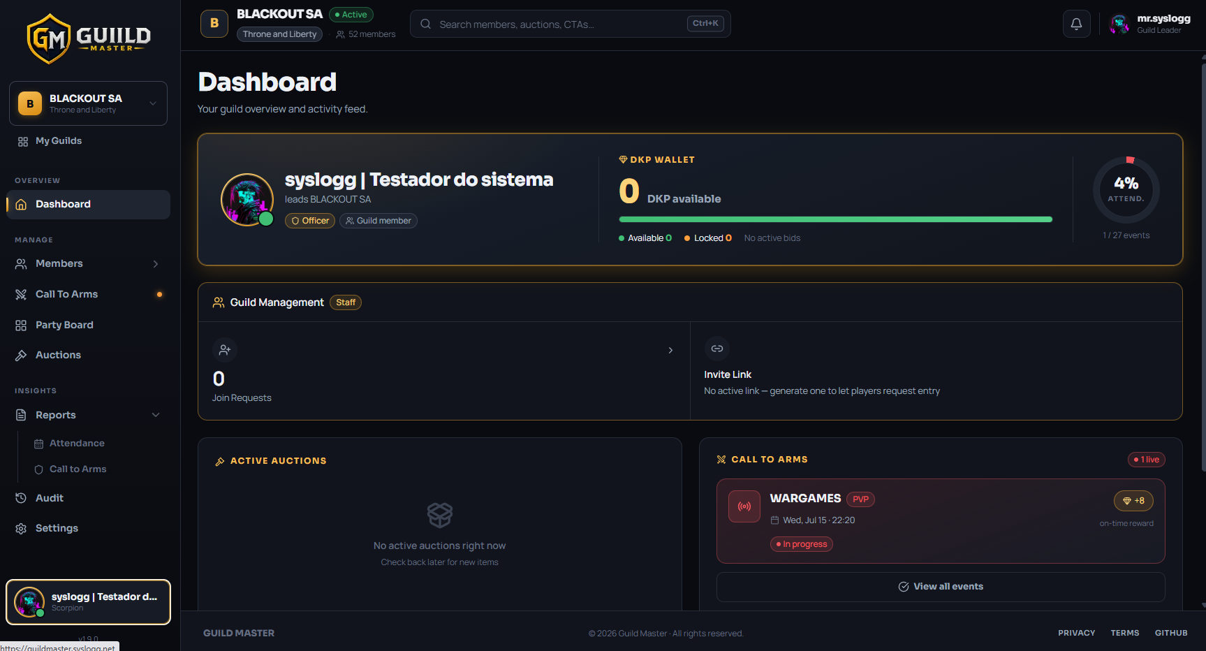 GuildMaster dashboard